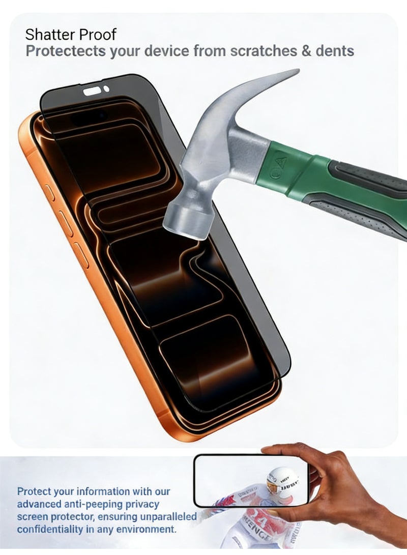 Nova future 2 Pieces Apple iPhone 17 Pro Max Privacy Screen Protector – Flexible Privacy Nano Ceramic, Anti-Peeping, Edge-to-Edge Coverage, High Transparency, Delicate Touch, Easy Installation - Image 3